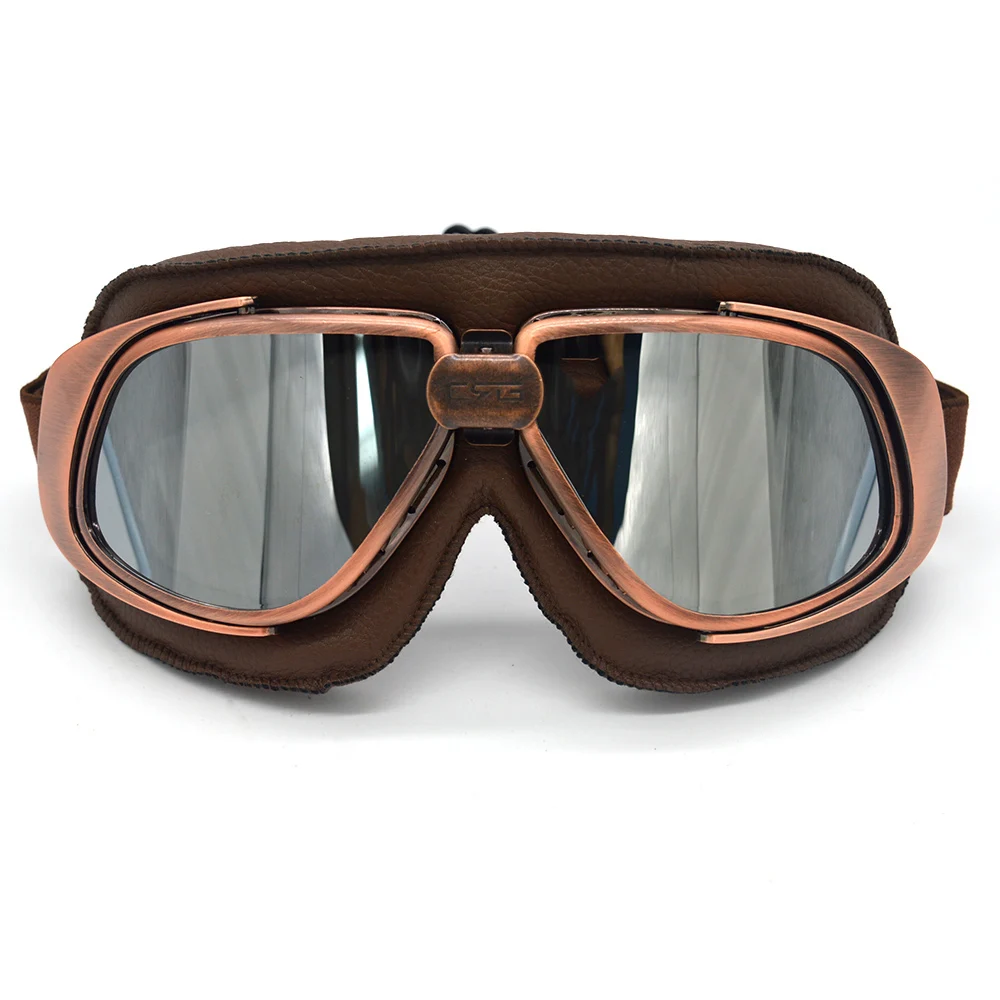 evomosa Motorbike Copper Retro Vintage Motorcycle Polit Goggles Half Helmets Gafas for Pilot Cruiser Chopper Steampunk