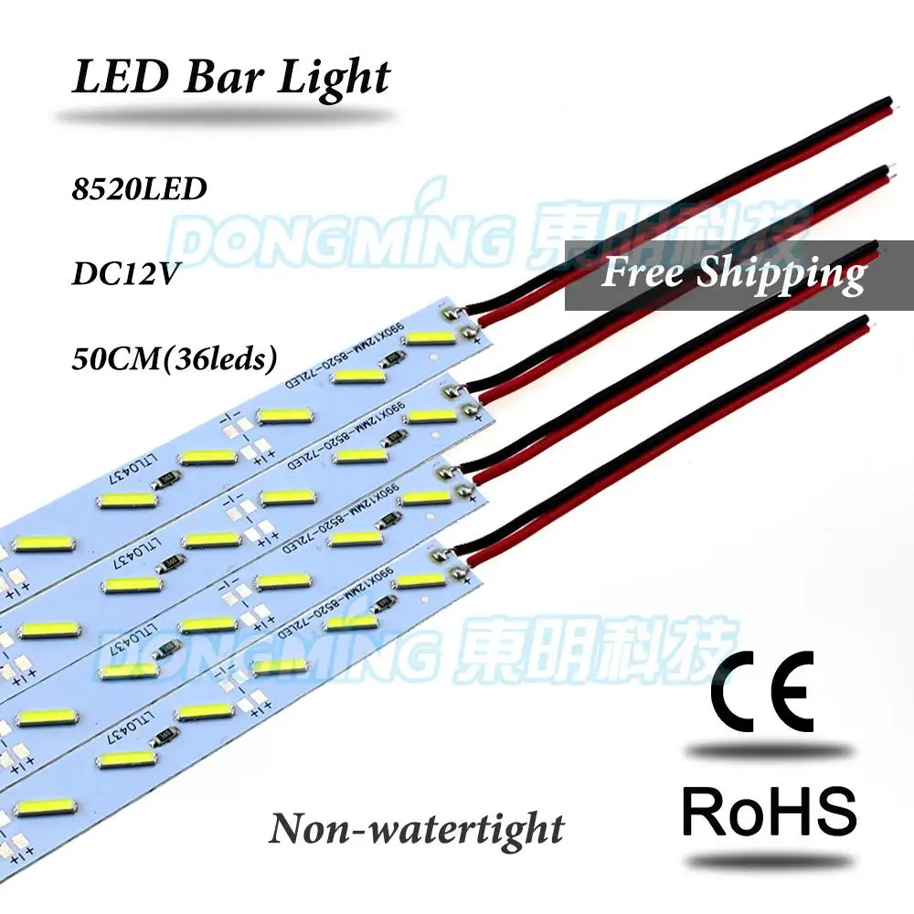 Tira de luces led PCB no impermeable, 12V, 50cm, 8520, 5 unidades