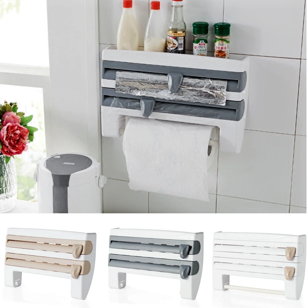 

Kitchen Roll Dispenser Cling Film Tin Foil Towel Holder Rack Wall Mounted New