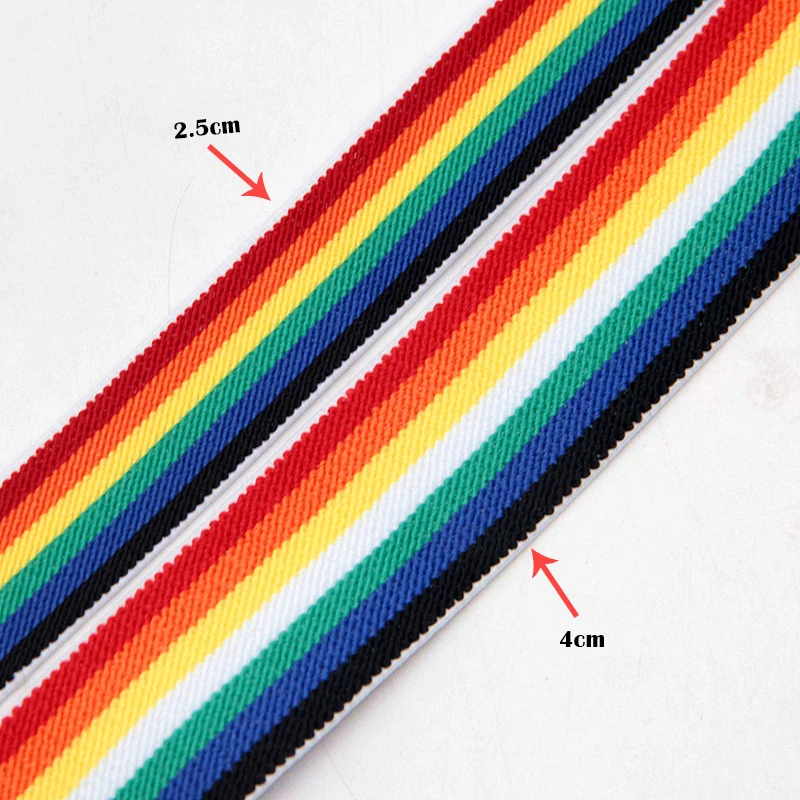 25mm 38mm Rainbow Stripe Elastic Bands Shoulder Bottom Straps Rubber Band for DIY Webbing Garment Underwear Sewing Accessories1M