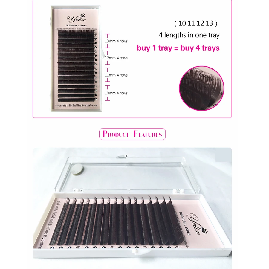 Yelix Mixd Dark Brown Faux Mink Eyelashes Natural False Individual Eye Lashes Colored Eyelash Extension Fake Lash Set For Makeup