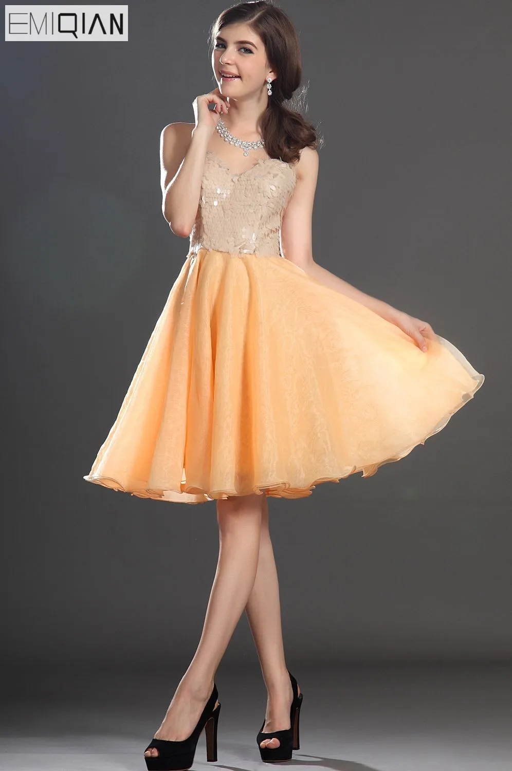 

FreeShipping New Gorgeous Strapless Sweety Heart Neckline Sequin Organza Cocktail Dress