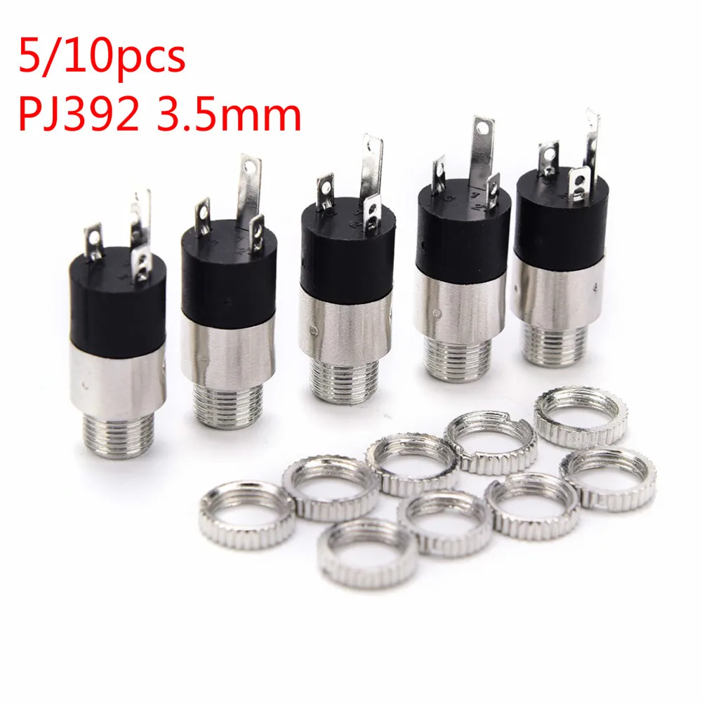 5/10pcs PJ392 Stereo Female Sockect Jack 3.5 Audio Headphone Connector 3.5mm Stereo Headphone Audio Video Jack Socket Plug