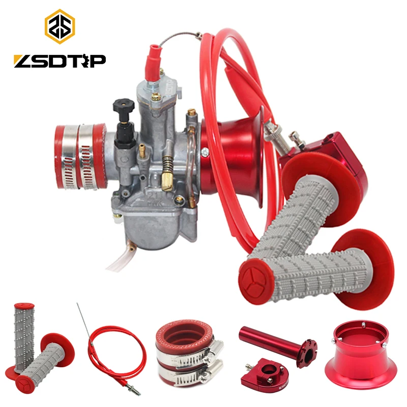 ZSDTRP 21 24 26 28 30 32 34MM Motorcycle PWK Tuning Power Carburetor+Throttle grips+Cable+Hand Grips+Air Filter Cup+Adapter