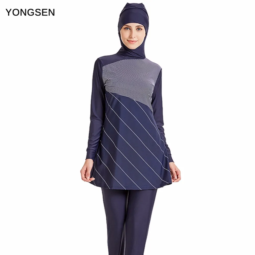 

YONGSEN Modest Muslim Swimwear Hijab Muslimah Women Plus Size Islamic Swim Wear Short-sleeved Swimsuit Surf Wear Sport Burkinis