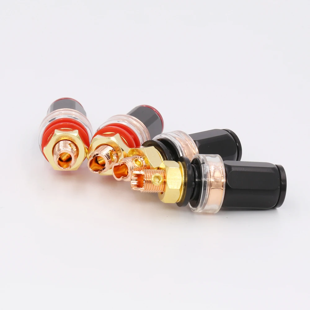 Miễn phí vận chuyển 4 cái phong cách Thụy Sĩ Tinh Khiết Red Copper Mạ Amplifier Loa Thiết Bị Đầu Cuối Binding Bài