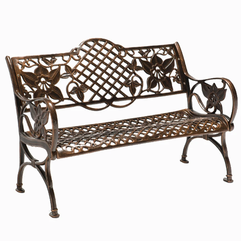 

Outdoor Park Cast Aluminum Chair, Courtyard Garden Seat Triple Anti-corrosion Strip Metal long Chair