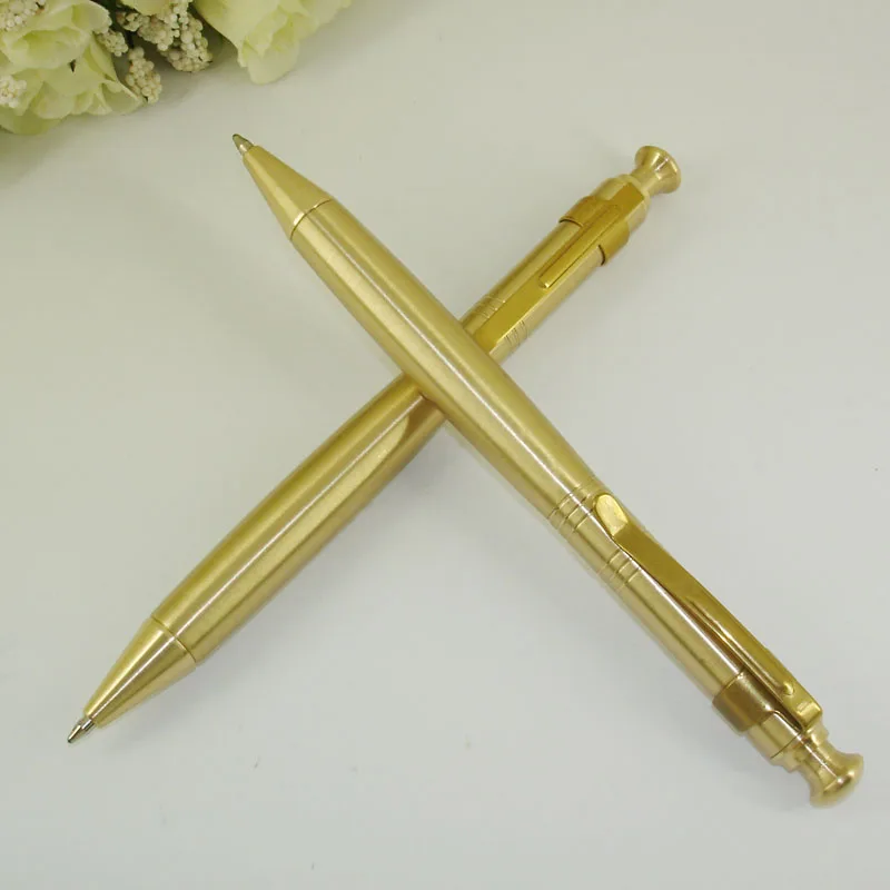 52g Heavy Brass Ballpoint Pen Luxury Hand-Made Craft Click Ball Pen for Writing Gifts Stainless Steel Pen Refill Retractable Pen
