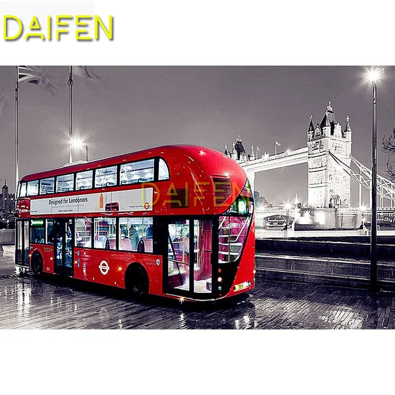 5D DIY Diamond painting Cross stitch Full Round Diamond mosaic Full Square Diamond embroidery Tower of London bridge car bus