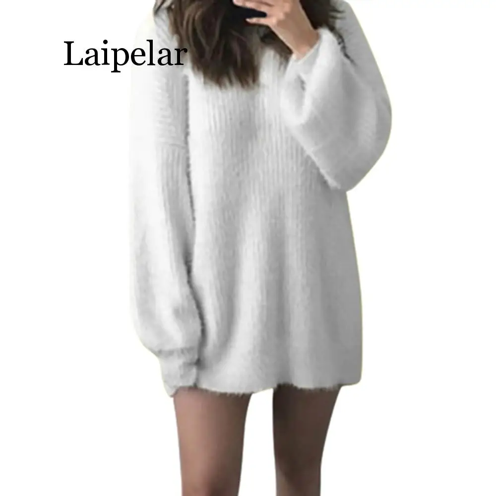 Winter Sweater Women Round O-Neck Loose Knitted Warm Pullover Knit Sweater Large Size Loose Long Sleeves Women Tops Bottom