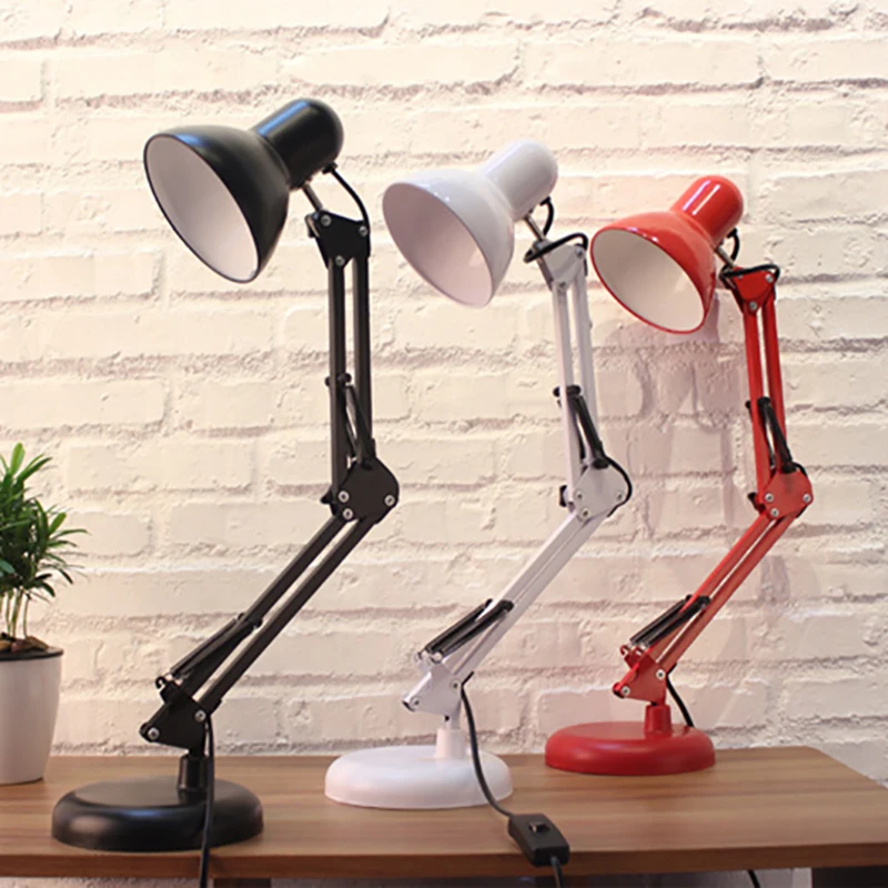 

Modern adjustable classic desk Lamps Long Swing Arm E27 LED clip Table Lamp for study Reading night Light bedside Table Light