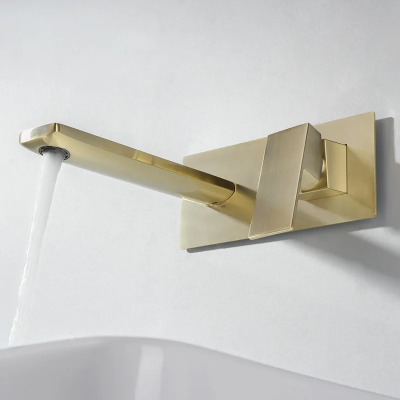 

MTTUZK Bathroom Brushed Gold Faucet Basin Faucet Wiht Panel and Embedded box Sink Tap Solid Brass Tap Faucet Basin Mixer Taps