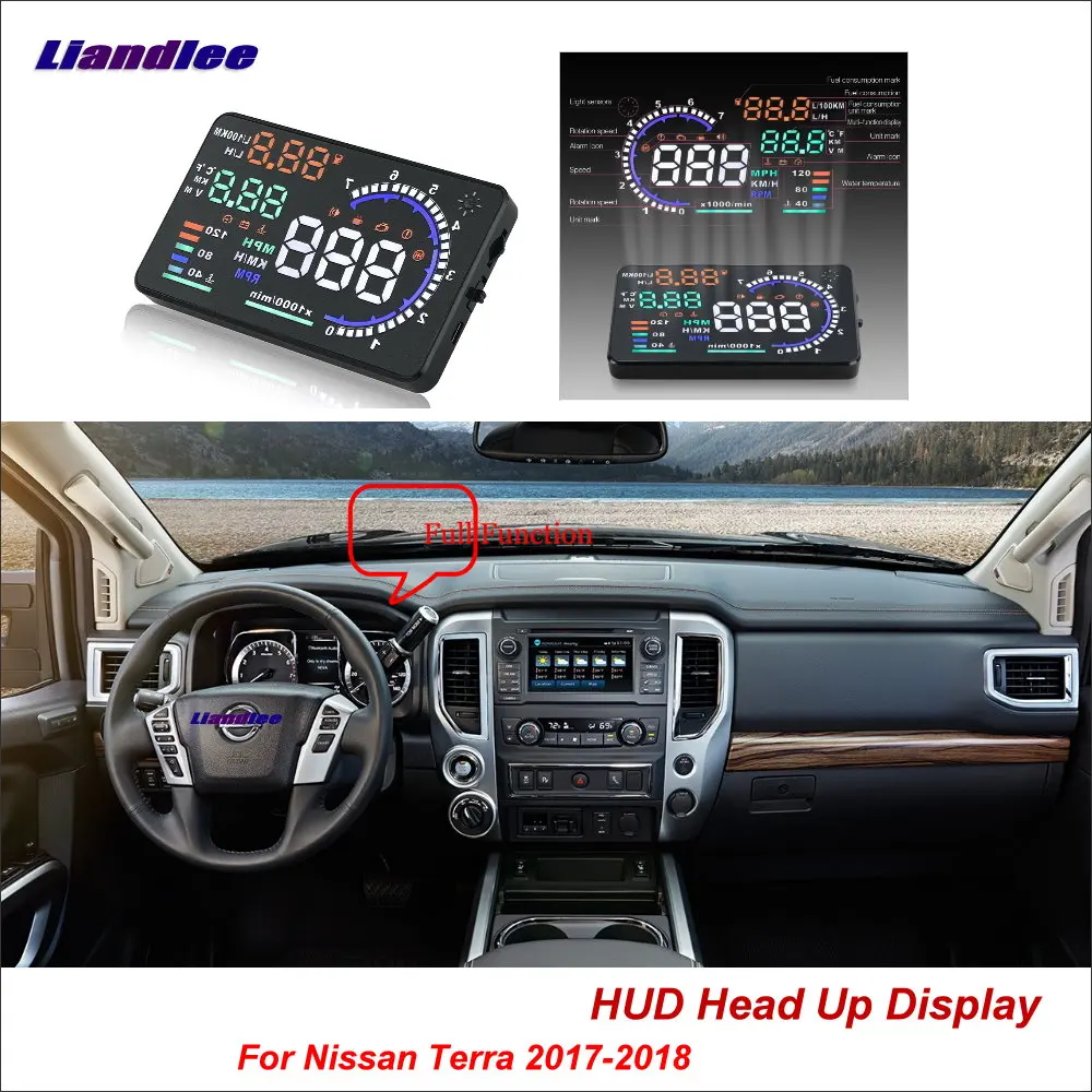 

Car HUD Head Up Display For Nissan Terra 2017-2018 Digital Speedometer Fuel Consumption Projector Screen OBD Detector