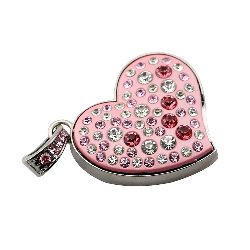 Pendrive USB 2,0 con forma de corazón, memoria extraíble con forma de corazón, cristal, collar, 4GB, 8GB, 16GB, 32GB, 64GB, regalo