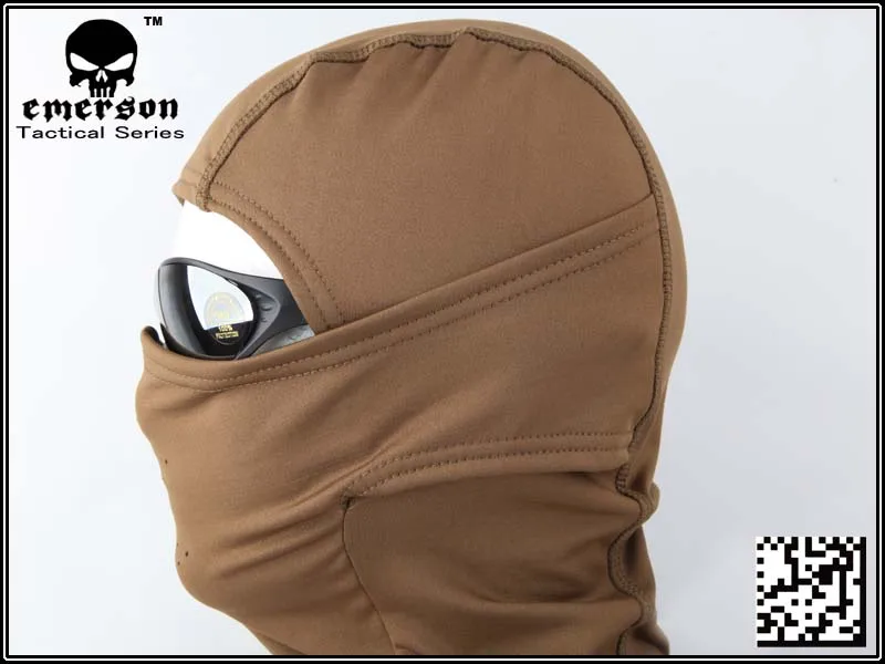 emersongear-Combat Tactical Full Face Mask, Fleece Warmer Hood, Brown Color, EM6631