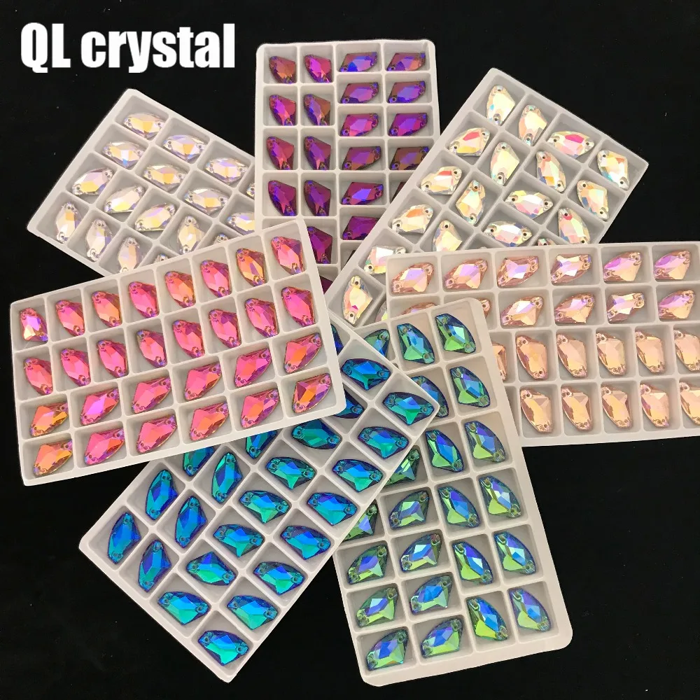 

QL Crystal K9 AB Galactic AX Sew on Crystal Rhinestone Flatback Glass crystal sew on strass for Wedding dress clothing