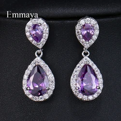 EMMAYA Rose Gold color Vintage Allure Purple CZ  Earrings Women Wedding Jewelry Femme Brincos Gift