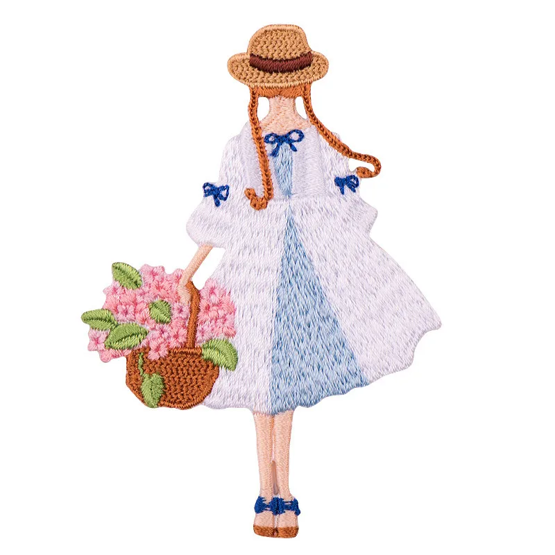 1PCS Spezielle Blume Mädchen Stickerei Patch Eisen Auf Patches Für Neue Jahr Kleidung Mit Kleber Tasche Telefon Hut Kleid Buch DIY Aufkleber – Detail 5