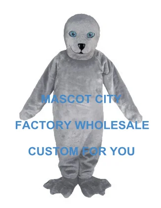 

Good Customized Grey Seal Mascot Costume Sea Animals Mascota Outfit Suit Fancy Dress Party Carnival Advertising Costume SW696