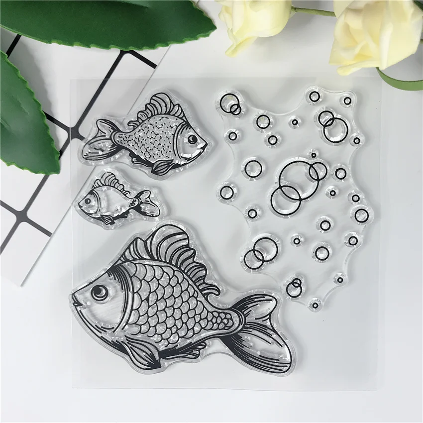 Cartoon Fish Bubble Fairy silikonowa przezroczysta znaczki dla DIY Scrapbooking nowa karta Making Craft Sweet Stamp 150