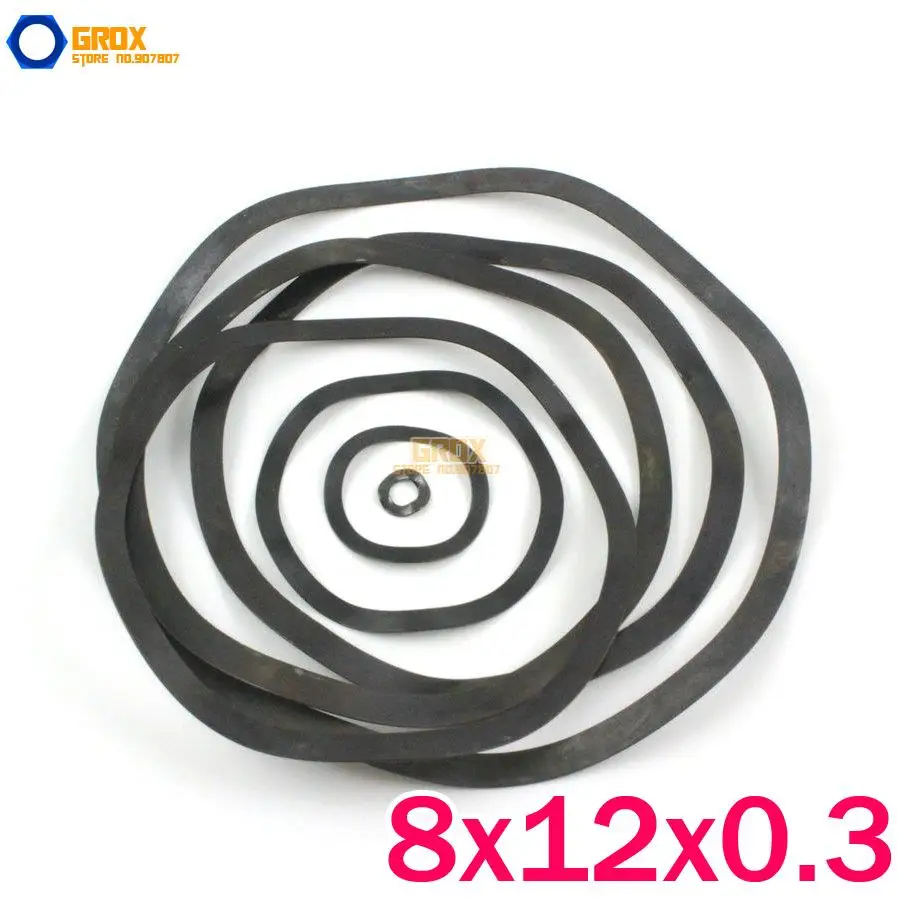 

600 Pieces M8*12*0.3mm Wave Washer Spring Washer Carbon Steel Black Zine Plated