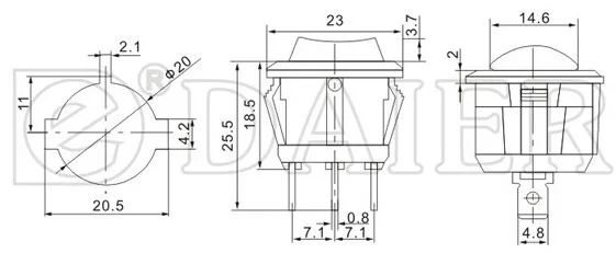 Free Delivery. Ship type switch round switch Three feet three 3 6 a 250 v 20 mm in diameter