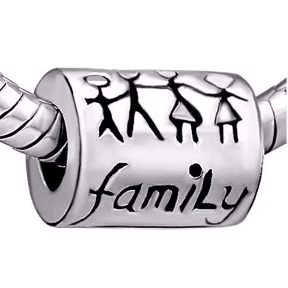 2025 New Slide Charm FAMILY Beads Fit Pandora Charm Bracelet Hand Jewelry Accessories Christmas Gift