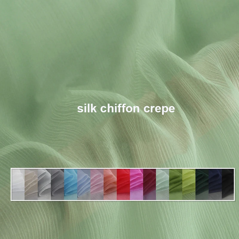 Plain Dyed Pure Mulberry Silk Scarf Textile Crinkled Silk Chiffon Crepe Fabrics