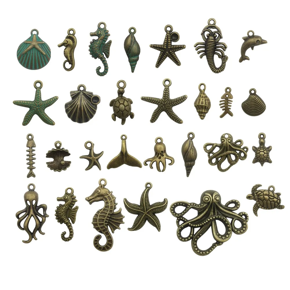 

Bronze Marine Collection-100g Craft Supply Ocean Fish Sea Creatures Charms Pendants Jewelry Accessory For DIY Necklace Bracelet