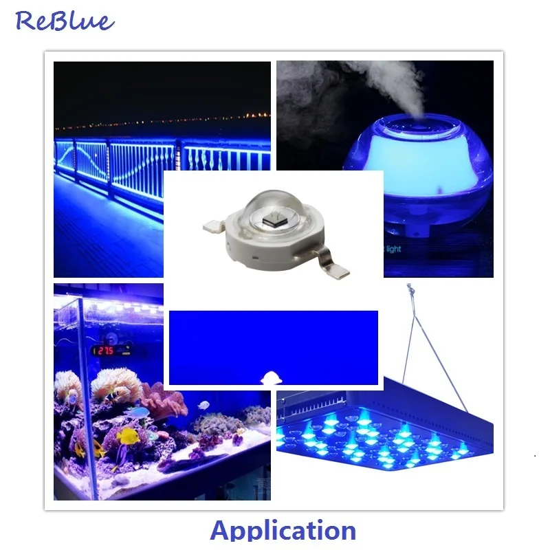 50Pcs Reblue Light Beads 3w led diode blue led 5w diode chip 430nm 440nm 450nm 460nm grow diode high power led grow UV lamp PCB