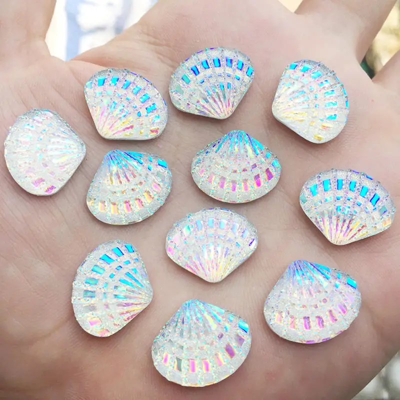 Lovely Shell Shape Resin Rhinestone Flat Back Crystals Rhinestones Stones DIY Hair Clip Headwear Decoration 20pcs/lot 15*18mm