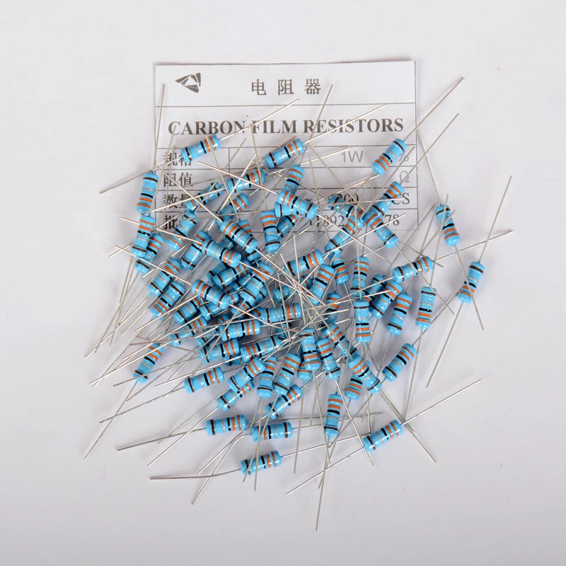 Imagem -02 - Resistor de Filme de Metal com 200 Peças Resistor de Filmes de Metal de 1w 01r10m 2r 10r 22r 22r 47r 100r 330r 1k 4.7k 10k 22k 47k 100k 330k 470k 0.22 0.33 Ohm