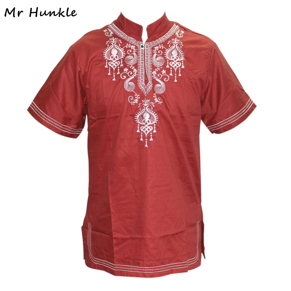 Mr Hunkle 2017 New Fashion Men's Dashiki Print T-shirt Embroidery Stand Neck Short Sleeve Traditional African Mens t-shirt