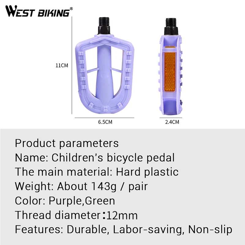 Lightweight Kids Bikes Pedal Universal 12MM Hard Plastic Footrest Cycling Pedal Anti-Slip Children ,MTB Bicycle Pedals Bike Part