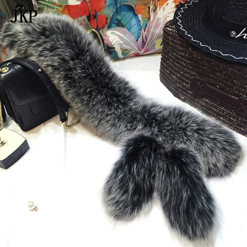 

Natural Jacket Fur Collar Winter New Natural fox fur collar 100% fox fur scarf With the tail stylish warm neck fur collar