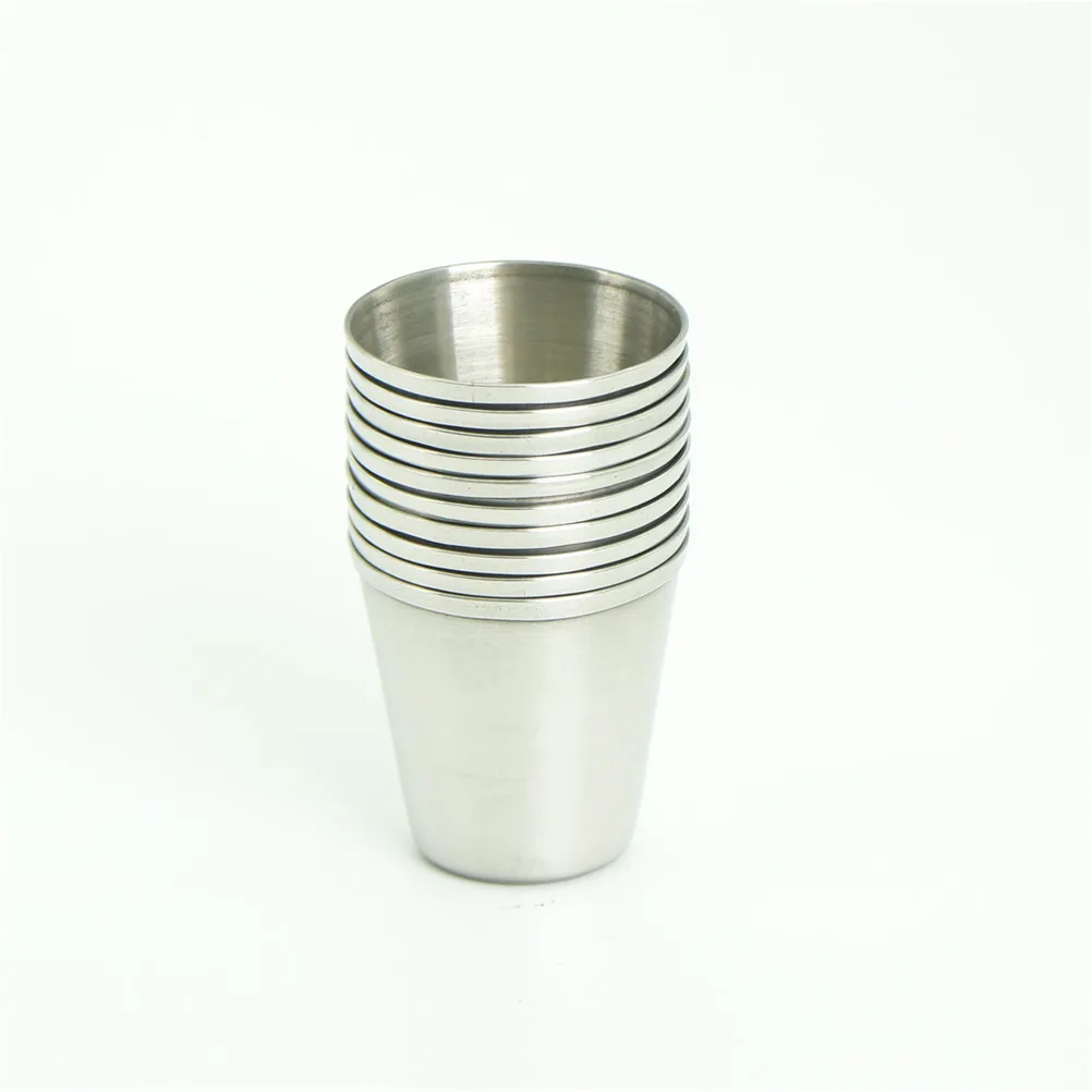 1/10pcs Shot Glass Barware Cup Polished Mini 30ml Silver Stainless Steel Wine Drinking