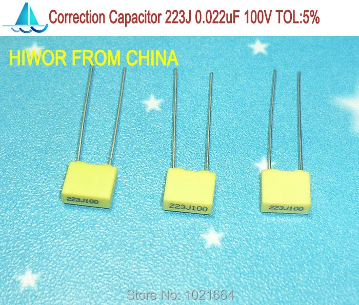 

(100pcs/lot) correction Capacitor 0.022uf 223J 100V TOL:5% Metallized polyester film capacitor 22nF