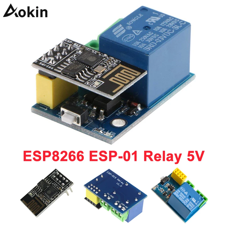 Aokin ESP8266 ESP-01S 5V WiFi Relay Module Things Smart Home Remote Control Switch for Phone APP ESP01 ESP-01 Relay WIFI Module