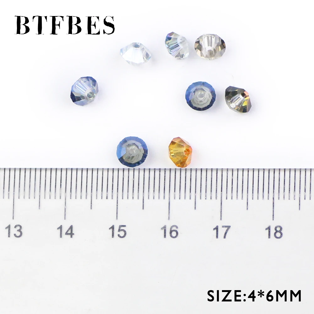 BTFBES UFO Spaceship Shape Austrian Crystal Beads 4*6MM 100pcs Double Bicone Glass Loose Beads For Jewelry Bracelet Making DIY