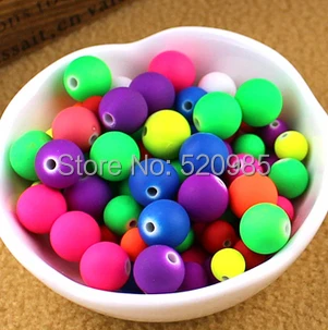 Mixed 8mm Rubber beads Fluorescence Neon Round Ball Loose Acrylic Spacer Beads for jewelry making ACB03