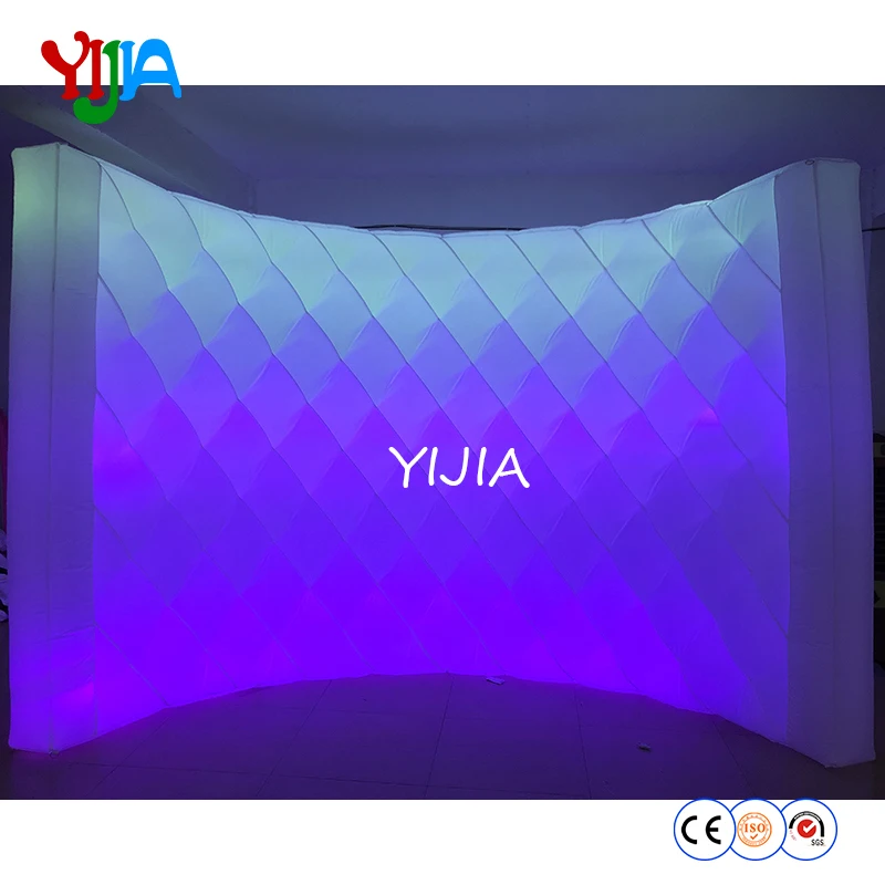 Free Shipping Bright Shining Diamond Shape Inflatable Photo Booth Backdrop With Led Strips On The Whole Wall For Party