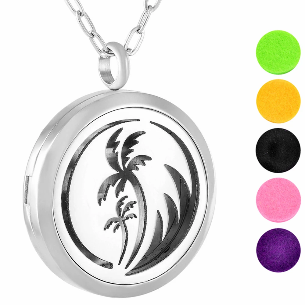 IJP0122 Monogram Aromatherapy Essential Oil Diffuser Necklace Locket Pendant With 20