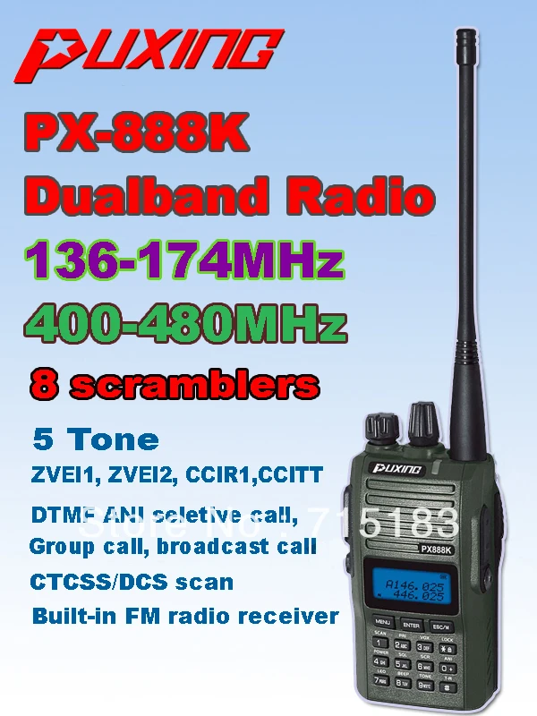 

Camouflage PUXING PX-888K dualband dual frequency UHF 400-480Mhz VHF 136-174MHz two way radio PUxing walkie talkie px 888k