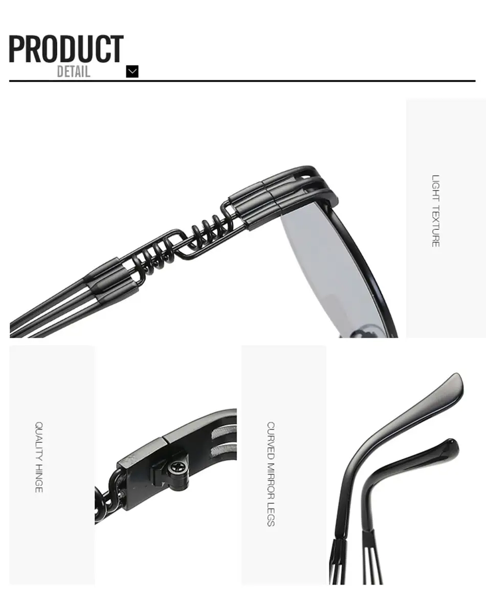 Neue Mode Retro Steampunk Runde Metall Sonnenbrille für Männer Frauen Doppel Frühling Bein Bunte Brillen Punk Gläser UV400 – Detail 24