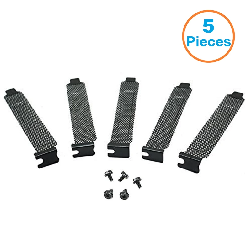 5pcs/lot  Black Mesh Hard Aluminum PCI Slot Covers Bracket w/ Screws, Full Profile Expansion Dust Filter Blanking Plate for PCI