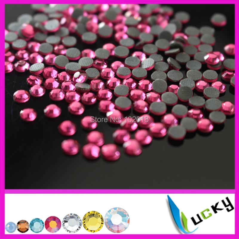 Free shipping 1440pcs 2014 new design 20ss iron on crystals rose color hotfix rhinestones with glue good water and heat test