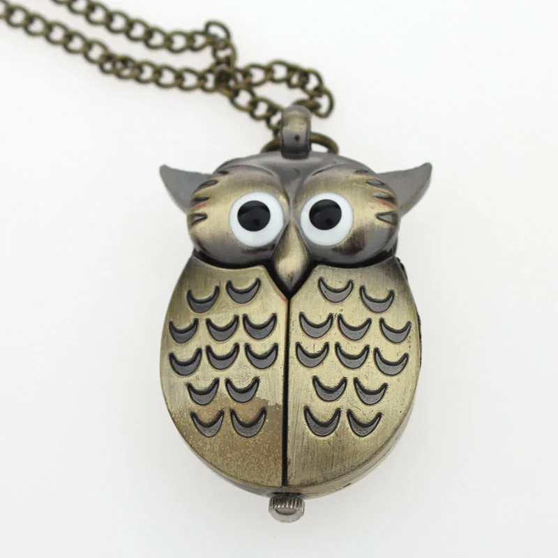 

Bulk Wholesale 10pcs/Lot Owl Necklace Pendant Pocket Quartz Watches Chain Watch Battery Included Gift GL03ET Party Gift