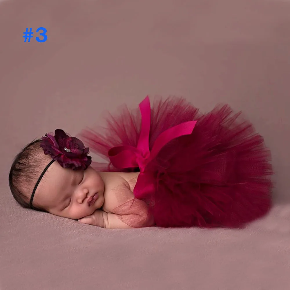 10 Colors Beautiful Baby Tutu Skirt with Flower Headband Fashion Newborn Photograph Prop Tutu and Headband TS025