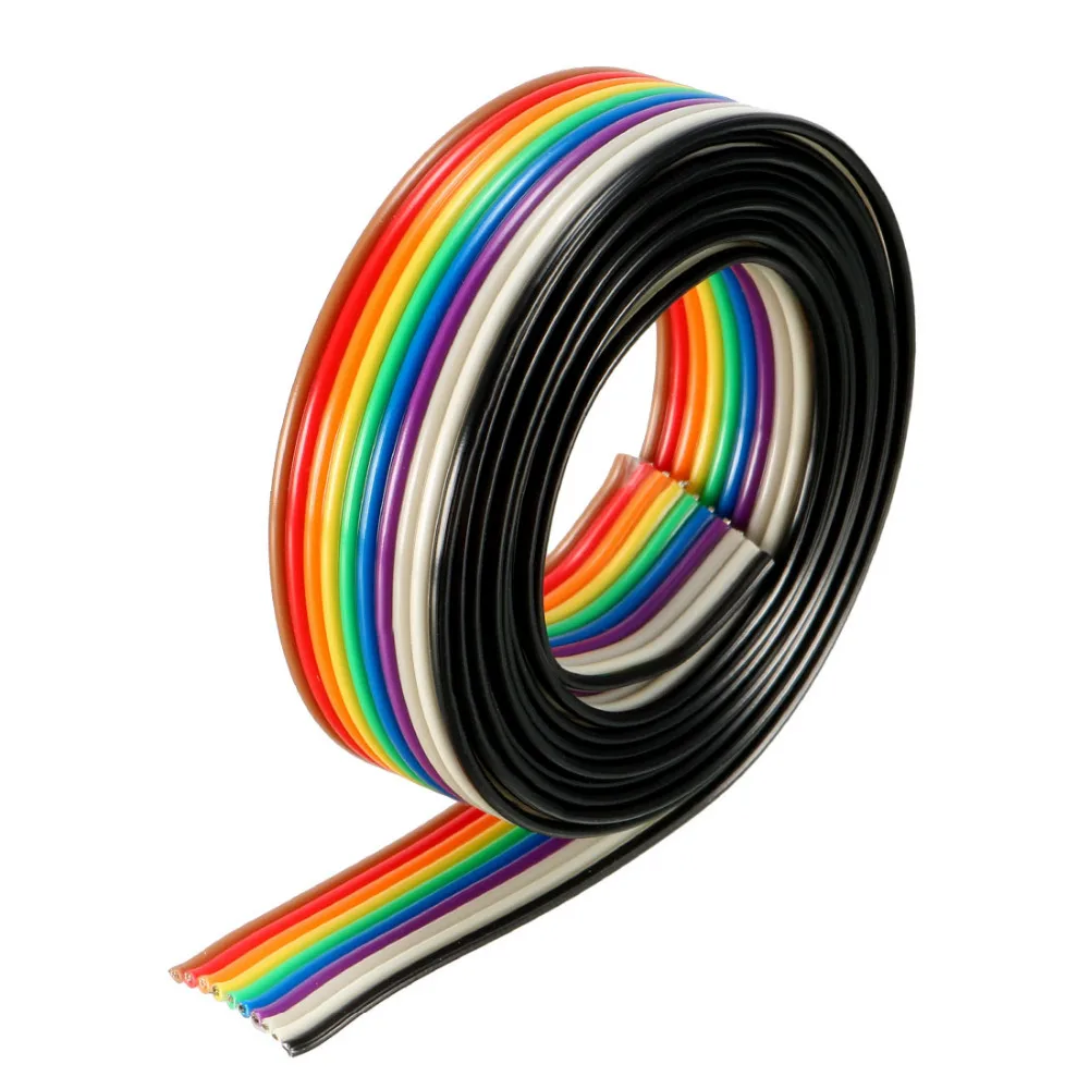 Uxcell 5 m 1 m 3 metri Lungo 10 p Ponticello Cavo a Nastro 1.27mm Passo 1.3mm di Diametro nastro Cavo Piatto per Fotocamere Digitali Tv LCD