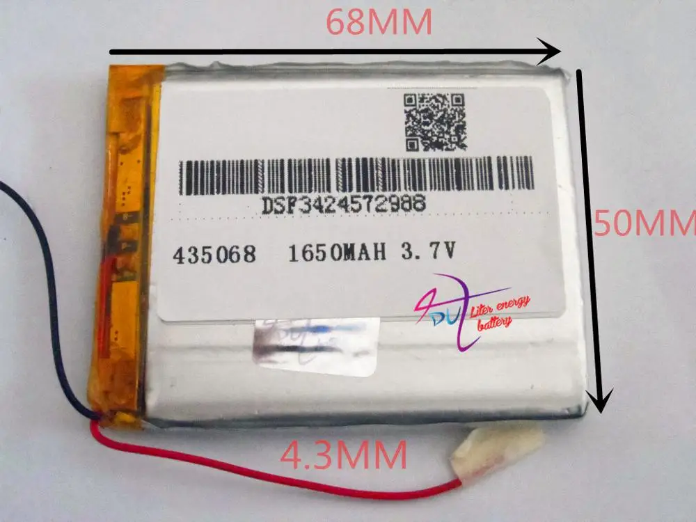 The tablet battery 435068 3.7V 1650mah Lithium polymer Battery with Protection Board For MP4 GPS Digital Products